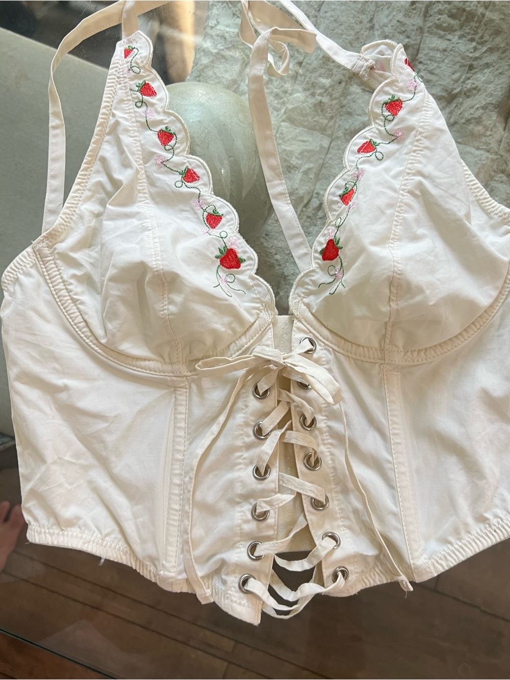 NWOT Out From Under Cowgirl Logic lace-up corset halter top - Picture 7 of 10